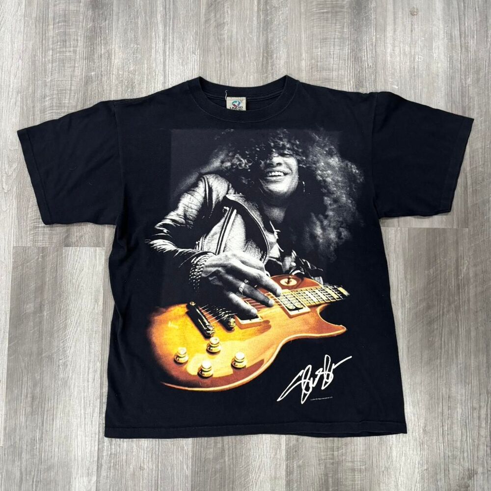 Y2K 2004 SLASH T-Shirt Men’s Size L Liquid Blue Dik Hayd Black GUITAR GUNS N' R